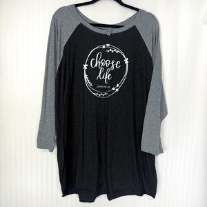Gray and Black Women's Raglan Baseball Top Size 3XL
